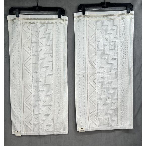 Anthropologie Windstream Hand towels Set of 4 Cotton Grey Montif - Picture 3 of 9